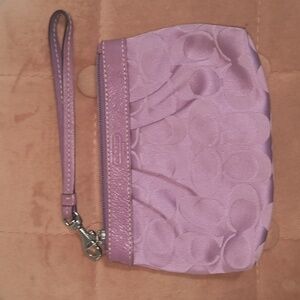 Coach Signature Pleated Canvas Logo Wristlet